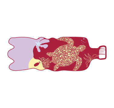 Sea Turtle in a Bottle Ocean Conservation Concept