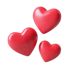 Fototapeta premium Cute Chubby Red Hearts on Soft Plastic Surface Perfect for Creative and Romantic Designs
