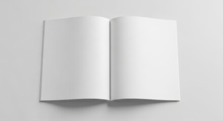 Open Blank Notebook with White Pages on Light Gray Surface
