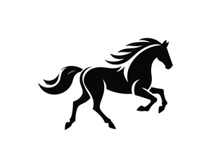 Obraz premium Majestic Black Stallion Vector Silhouette in Dynamic Pose