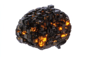 Digital Brain: A detailed representation of a digital brain with glowing components, representing a concept of technological progress and interconnectedness.