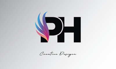 PH Feather Gradient Logo – Elegant Wing Monogram for Modern Branding & Visual Identity Design