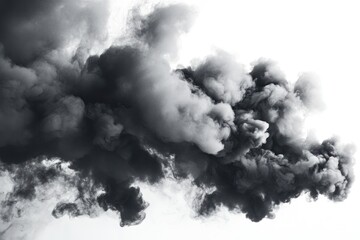 Toxic Black Smoke: Dramatic capture of billowing, ominous black smoke, symbolizing pollution and environmental crisis, evoking a sense of urgency.