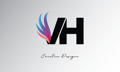 VH Feather Gradient Logo – Elegant Wing Monogram for Modern Branding & Visual Identity Design