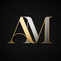 The letters A and M have an elegant and luxurious design.
The A is gold, while the M is silver with a thin gold border, giving the letters an exclusive look, like a premium brand logo.