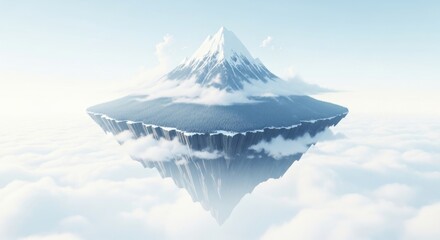 Floating Mountain Island with Snow Above Clouds Pixel Art Landscape