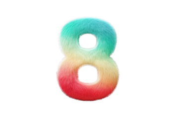 Colorful Fur Number Eight Decorative Soft Plush Number