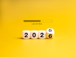 Happy new year 2026 coming soon. Loading progress bar, 2025 changing to to 2026 calendar year...