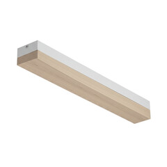 Modern minimalist wooden light fixture hanging against a neutral background, ideal for interior design