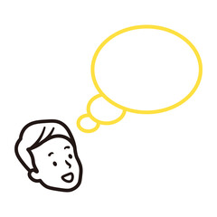 笑顔のビジネスマンと吹き出しのシンプルなイラスト素材