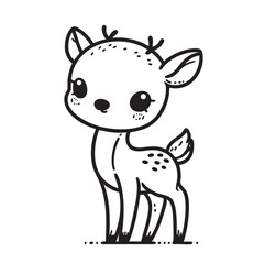 Naklejka premium cute cartoon fawn isolated on transparent background