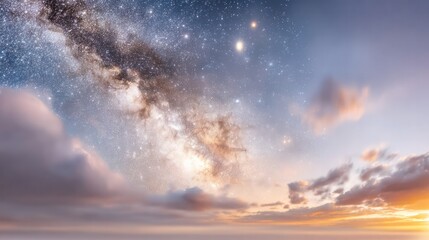Milky Way Galaxy in the Celestial Dance: A breathtaking panorama of the Milky Way galaxy ablaze in a celestial dance.