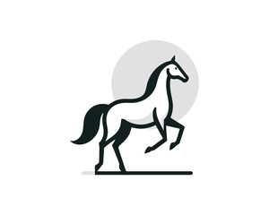 Fototapeta premium Graceful Stallion Crest Illustration Against a Circle Backdrop