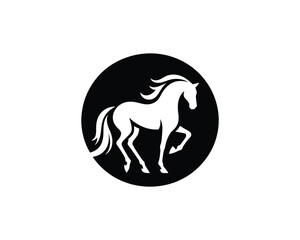 Fototapeta premium Elegant Horse Stallion Silhouette in Circular Frame