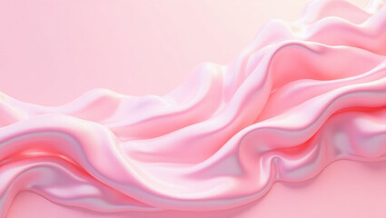 Elegant abstract pink silk liquid background with smooth flowing folds, soft pastel glow and glossy light reflections, no product
