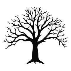 Fototapeta premium Vector art of bare tree silhouette isolated on white background