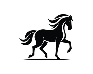 Obraz premium Elegant Black Horse Vector Silhouette for Logos