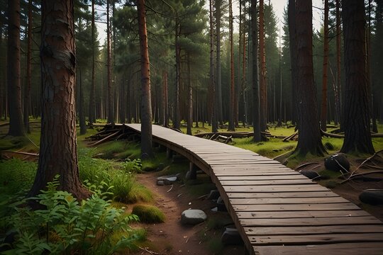 Aged photo. Footpath in the woods. Toned. Walkway in the grove.