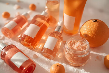 Close up of orange spa products