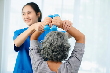Doctor consulting with patient Back problems Physical on the bed