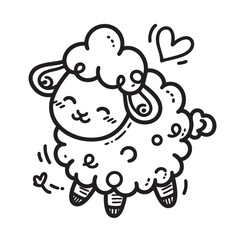 cute cartoon sheep isolated, doodle style