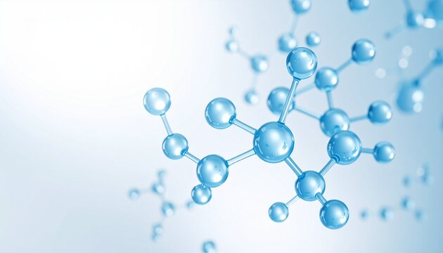 a blue molecular structure on white gradient background
