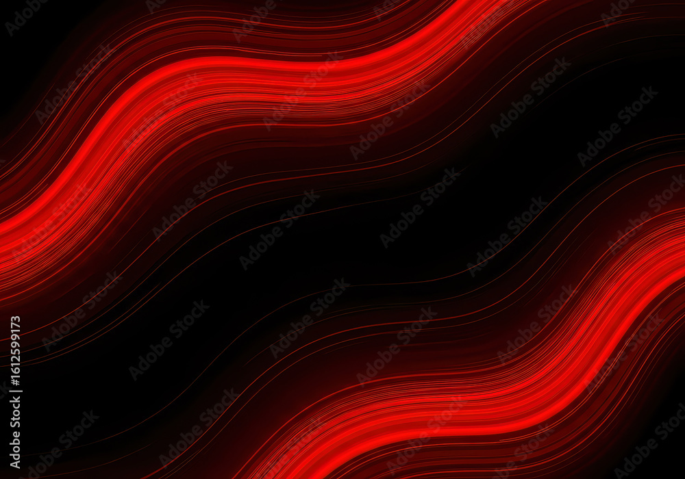 Wall mural dynamic abstract background with vibrant red glowing wavy lines creating a futuristic and energetic 