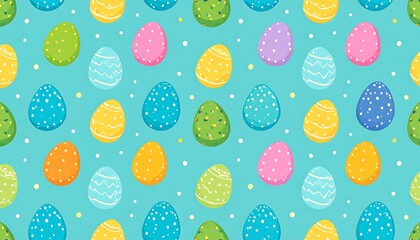 Vibrant easter egg pattern with whimsical designs and pastel colors for celebration