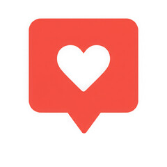 Red heart notification icon isolated on transparent background