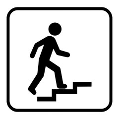 Staircase signage icon with transparent background in black and white style
