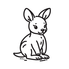 Fototapeta premium cute baby kangaroo isolated, line art illustration
