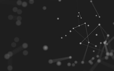 Abstract background. Molecules technology with polygonal shapes, connecting dots and lines. Connection structure. Big data visualization.