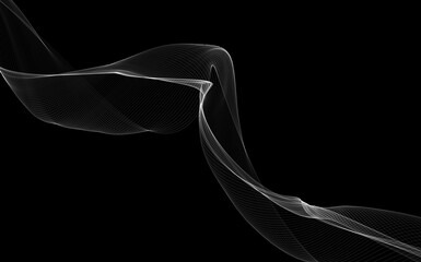 Dark abstract background with a glowing abstract waves
