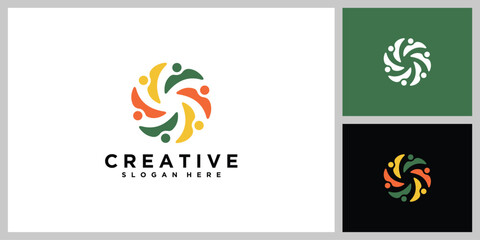 Diverse Community People Logo &ndash; Global Teamwork, Unity, Social & Charity Group Icon