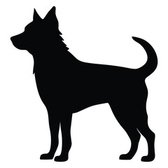 Vector art of black dog silhouette standing on a white background