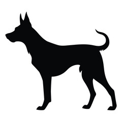 Vector art of black dog silhouette standing on a white background