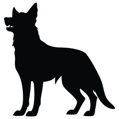 Vector art of german shepherd dog silhouette isolated on white background