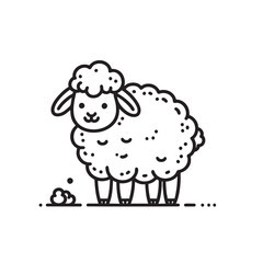cute cartoon sheep isolated, line art illustration