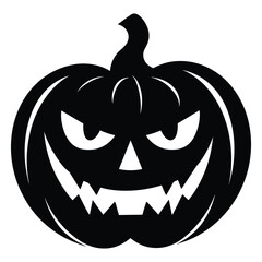 Vector art of a spooky black silhouette of a carved pumpkin jack o lantern