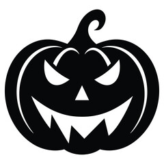 Vector art of a spooky black silhouette of a carved halloween pumpkin