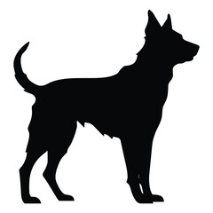 Vector art of black dog silhouette standing profile isolated on white background