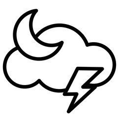 Weather outline icon. Cloudy night. Cloudy with thunderstorms