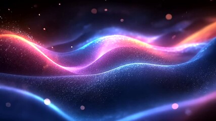 Mesmerizing cosmic waves background animation with vibrant neon color palette - Powered by Adobe