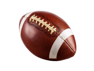 Brown leather football with white stripes and laces image, Isolated, Png Transparent Background
