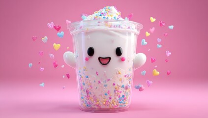 Smiling drink character