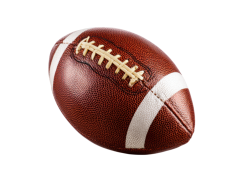 Brown leather football with white stripes and laces image, Isolated, Png Transparent Background