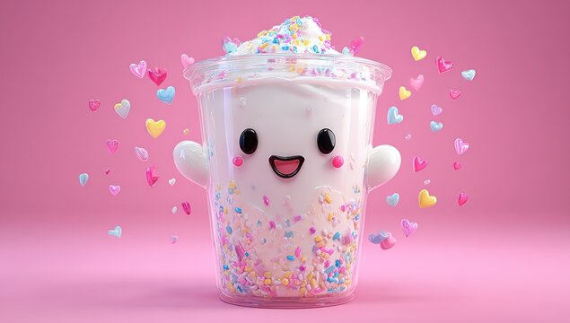 Smiling drink character - Powered by Adobe