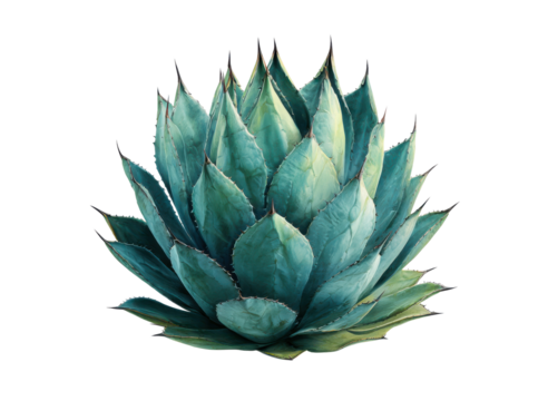 Blue green agave plant with sharp pointed leaves succulent image, Isolated, Png Transparent Background