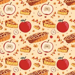 apple pie dessert seamless pattern