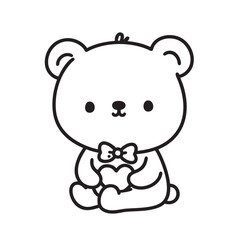 Fototapeta premium cute teddy bear holding heart, isolated